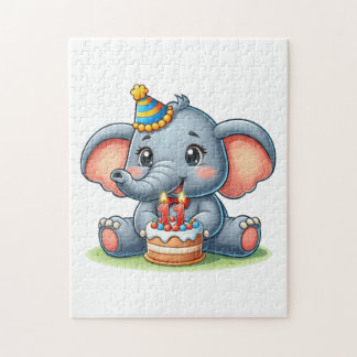 Quebra-cabeça Aniversário de 11 anos do Elefante Fofo