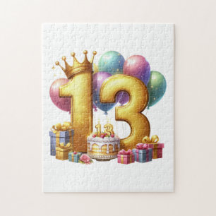 Quebra-cabeça Aniversário de 13 anos dourado