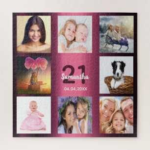 Quebra-cabeça aniversário de 21 anos 21 foto de colagem mulher 