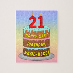 Quebra-cabeça aniversário de 21 anos: Bolo e Velas Divertidas +