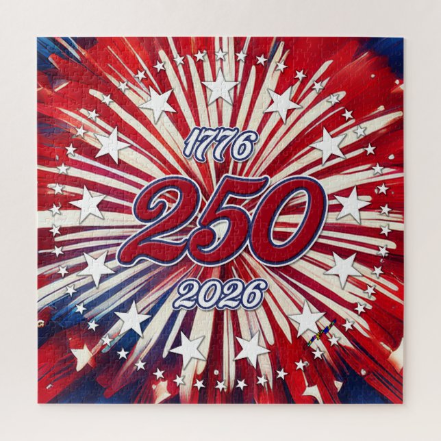 Quebra-cabeça Aniversário de 250 anos da América 1776-2026 Fogos (Vertical)