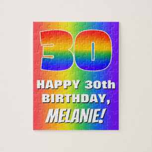 Quebra-cabeça aniversário de 30 anos: Padrão cotovelo colorido n