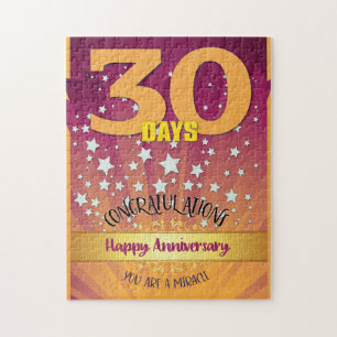 Quebra-cabeça Aniversário de 30 Dias de Recuperação Numeral Negr