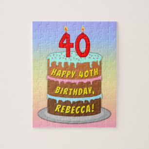 Quebra-cabeça aniversário de 40 anos: Bolo e Velas Divertidas +