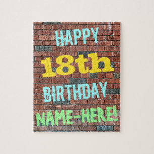 Quebra-cabeça Aniversário inspirado grafites da parede de tijol