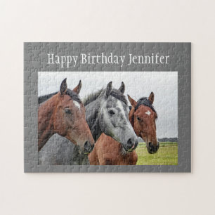 Quebra-cabeça Aniversário Nome Personalizado Cavalos Foguete