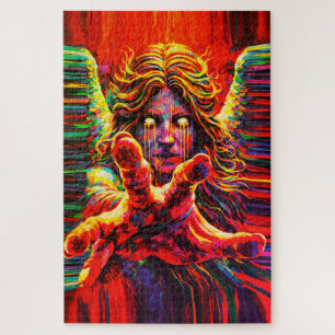 Quebra-cabeça Anjo Choroso Neon Multicolor Pintura a Óleo Impast