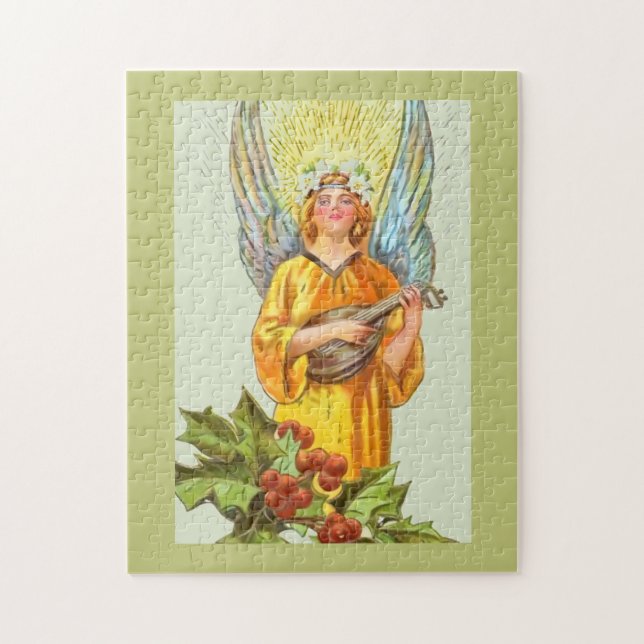 Quebra-cabeça Anjo Com Azevinho E Bandolim  (Vertical)