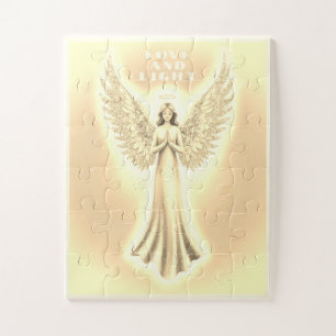Quebra-cabeça Anjo de cicatrização de luz do ouro 30 peça