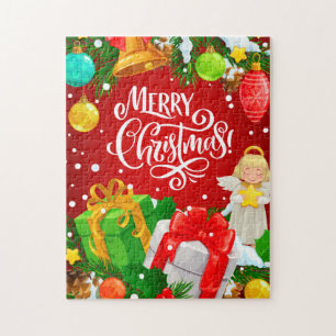 Quebra-cabeça Anjo de Natal e presentes