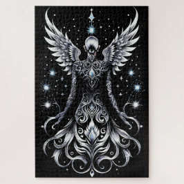 Quebra-cabeça Anjo De Tatuagem Preto E Prateado