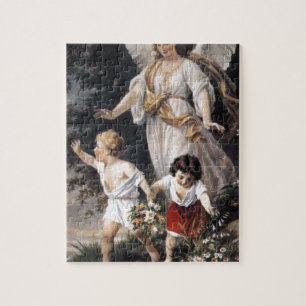 Quebra-cabeça Anjo de The Guardian e crianças, pintura do