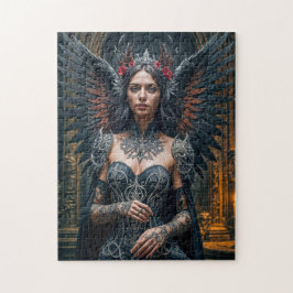 Quebra-cabeça Anjo Escuro com Coroa e Rosas