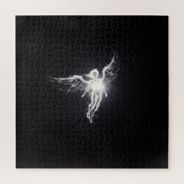 Quebra-cabeça Anjo Espírito Branco brilhante no Espaço Exterior  (Vertical)