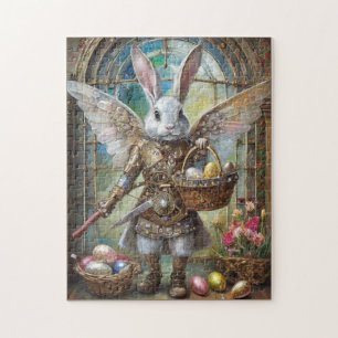 Quebra-cabeça Anjo Guerreiro Steampunk do Coelho de Páscoa