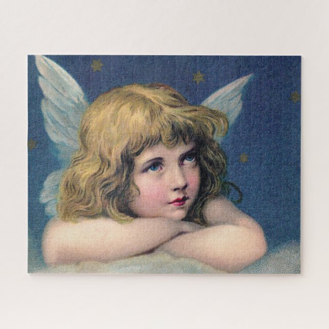 Quebra-cabeça Anjo pesado sonhando em uma nuvem no céu (Horizontal)