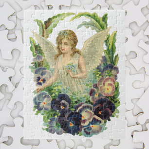 Quebra-cabeça Anjo Vitoriano da Páscoa com Flores de Amor-Perfei