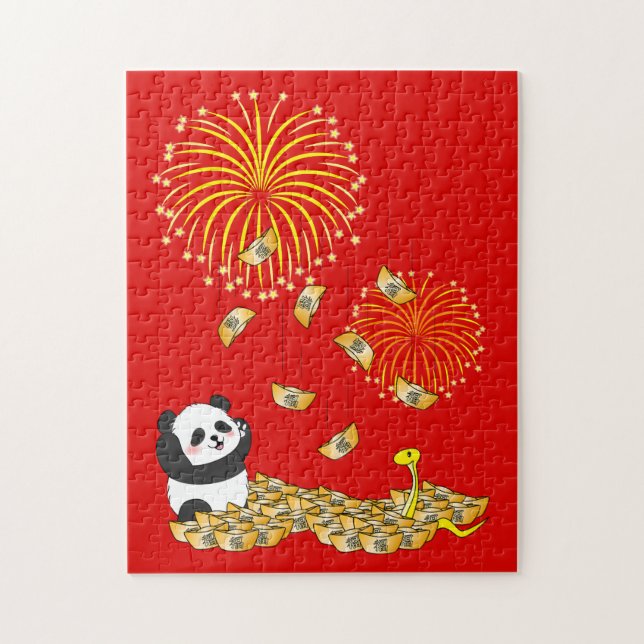 Quebra-cabeça Ano Novo Chinês da Cobra 2025 Panda (Vertical)