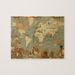 Quebra-cabeça Antecipação do Mapa Mundial 1886 Ilustrada