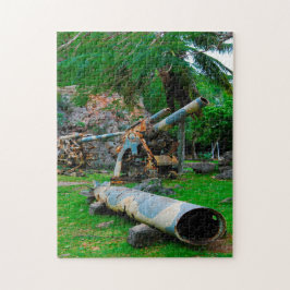 Quebra-cabeça Antiga Artilharia Militar. Ilhas Saipan Mariana.