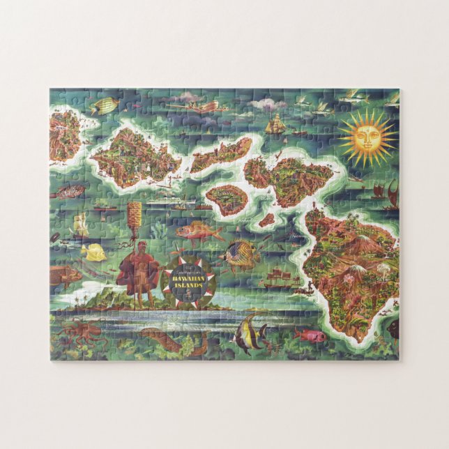 Quebra-cabeça Antigo Mapa Antiquado das Ilhas Havaianas Históric (Horizontal)