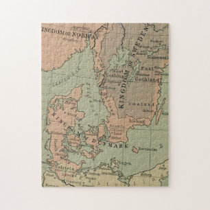 Quebra-cabeça Antigo mapa da Suecia, Dinamarca e Noruega