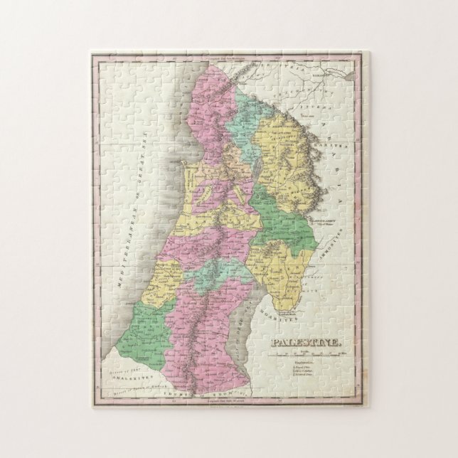 Quebra-cabeça Antigo mapa histórico do Estado da Palestina de 18 (Vertical)