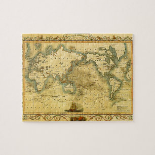 Quebra-cabeça Antigo Mapa Mundial Antiquado
