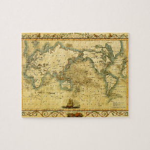 Quebra-cabeça Antigo Mapa Mundial Antiquado