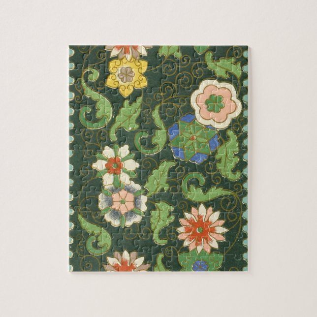 Quebra-cabeça Antigo Padrão Chinês de Cloisonné: Jade Verde (Vertical)