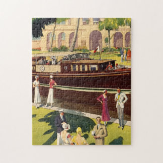 Quebra-cabeça Antiguidade do vintage do barco de motor da vela