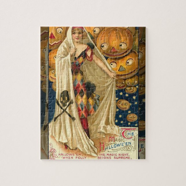 Quebra-cabeça Antiguidade Halloween Jack O Lanterna Mulher do Co (Vertical)