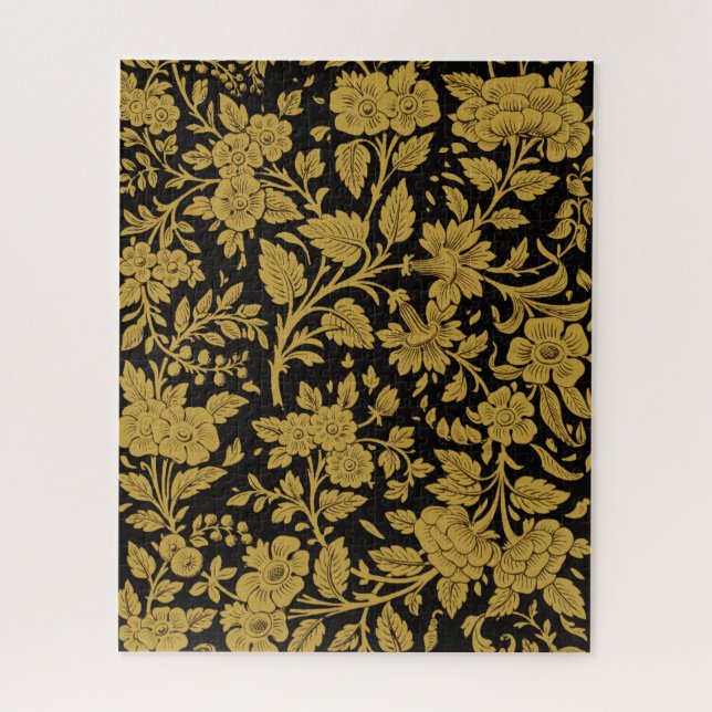 Quebra-cabeça Antique Gold Floral Indian Lac-work Black Pattern (Vertical)