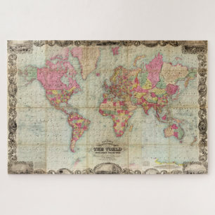 Quebra-cabeça Antique World Map by John Colton, circa 1854