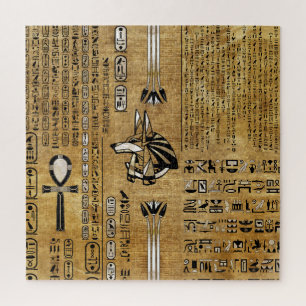 Quebra-cabeça Anubis - Deus Egípcio - Dourado e Pérola