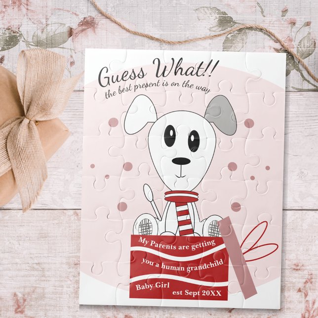 Quebra-cabeça Anúncio de gravidez de cachorros-bebês (vermelho) (Criador carregado)