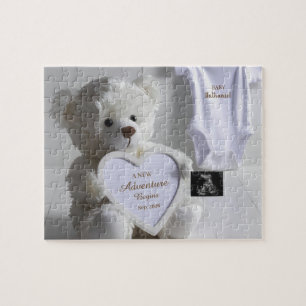 Quebra-cabeça Anúncio de gravidez Urso Branco Minimalista
