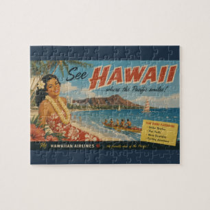 Quebra-cabeça Anúncio de Viagem Havaiano em Estilo Vintage
