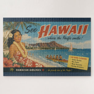 Quebra-cabeça Anúncio de Viagem Havaiano em Estilo Vintage