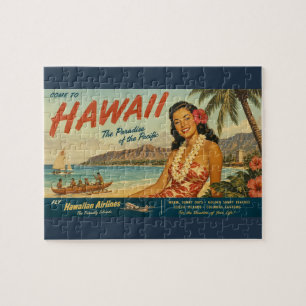 Quebra-cabeça Anúncio de Viagem Havaiano em Estilo Vintage