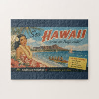 Anúncio de Viagem Havaiano em Estilo Vintage