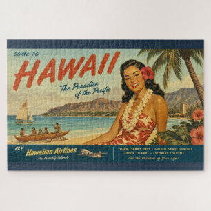 Quebra-cabeça Anúncio de Viagem Havaiano em Estilo Vintage