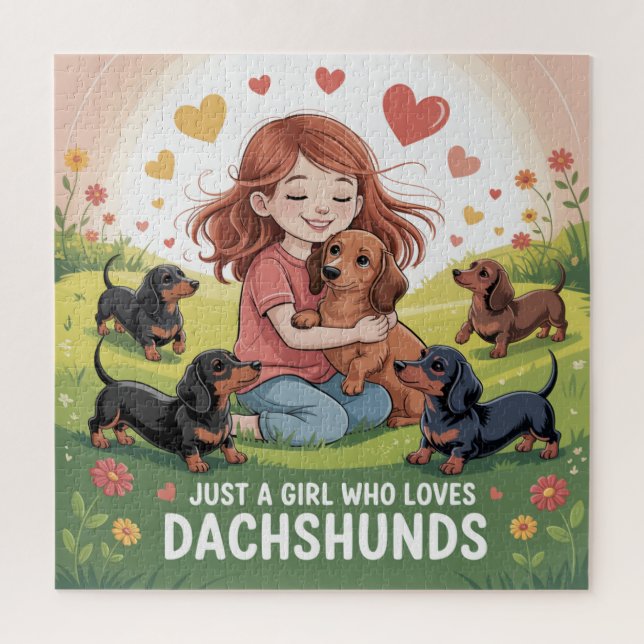 Quebra-cabeça Apenas Uma Garota Que Ama Dachshunds (Vertical)
