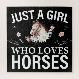 Quebra-cabeça Apenas Uma Menina Que Ama Cavalos Florais   