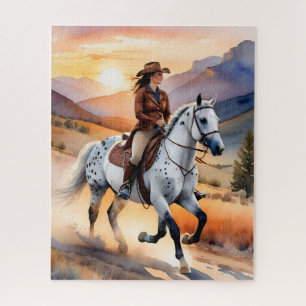 Quebra-cabeça Appaloosa Horse Watercolor Lepard