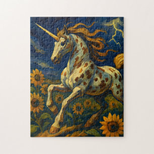 Quebra-cabeça Appaloosa Unicorn em tempestade