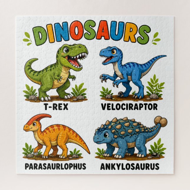 Quebra-cabeça Aprendizado de Espécies de Dinossauros para Crianç (Vertical)