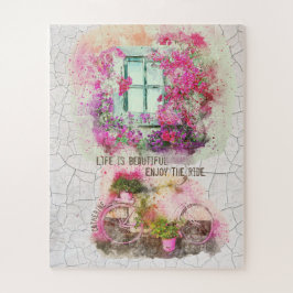 Quebra-cabeça Aproveite o passeio | Bicicleta De Aquarela Com Fl