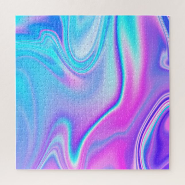 Quebra-cabeça Aqua Rosa Quente Iridescente Ombre (Vertical)