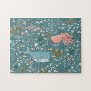 Quebra-cabeça Aquarela Animais do Oceano Procuram e Encontram Ar